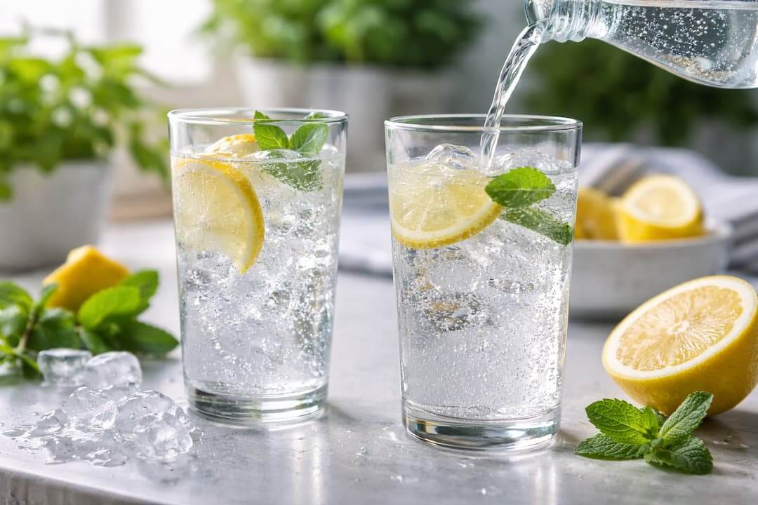 Sparkling Water A refreshing lemon and mint sparkle
