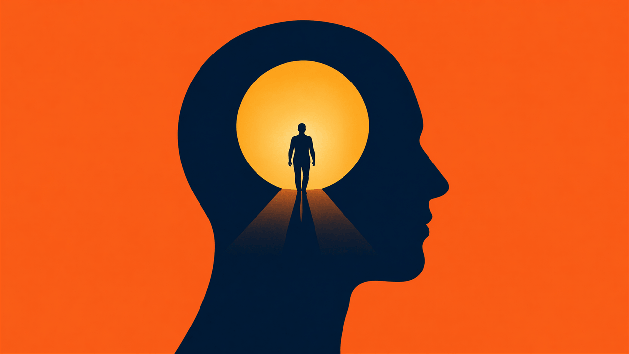 silhouette, consciousness, psychology, personal growth, mind, inner journey, motivational, thinking, transformation, light, self-discovery, abstract, clarity, design, modern, icon, concept, symbolic